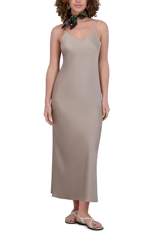 Point Satin Straight Slip Dress
