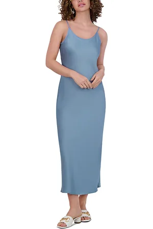 Point Satin Straight Slip Dress