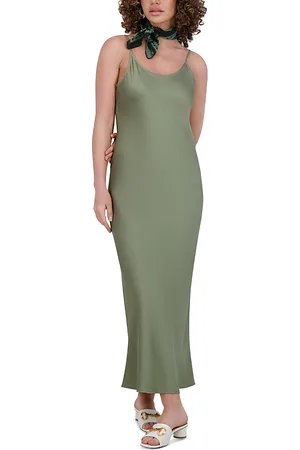 Point Satin Straight Slip Dress