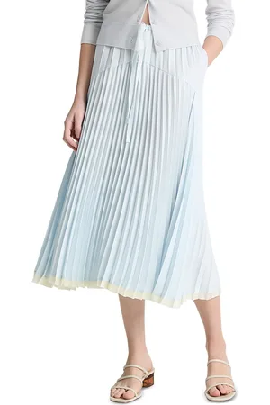 Vince Pleated Satin Tiered Skirt