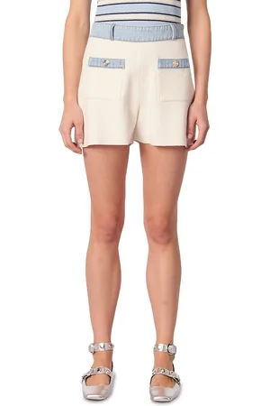 Maje Denim Trim Knitted Shorts