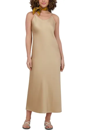Point Satin Straight Slip Dress