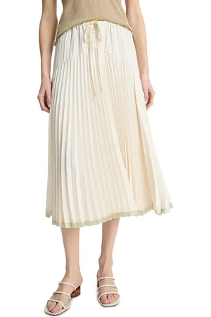 Vince Pleated Satin Tiered Skirt