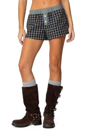 Edikted Mixed Plaid Boxer Shorts