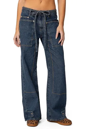 Edikted Funky Stitch Low Rise Jeans