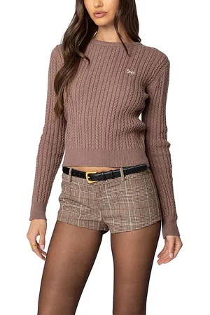 Edikted Beverly Bow Cable Knit Sweater