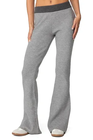 Edikted Lei Contrast Knit Flared Pants