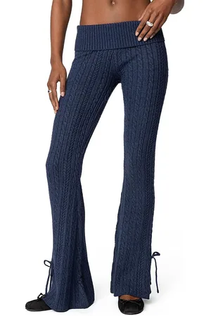 Edikted Chase Fold Over Cable Knit Pants