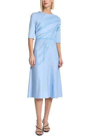 Misook Tonal Abstract Fit and Flare Dress