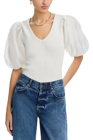 SINGLE THREAD Mixed Media Puff Sleeve Top