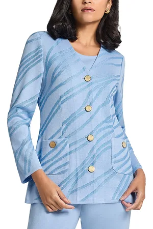 Misook Printed V Neck Jacket