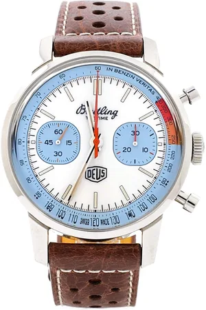 Breitling Top Time Deus Chronograph Automatic Watch in Stainless Steel and Leather 41mm