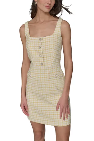 Karl Lagerfeld Boucle Tweed Square Neck Dress