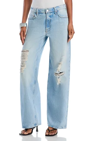 Mother The Spinner Zip Sneak High Rise Wide Leg Jeans in