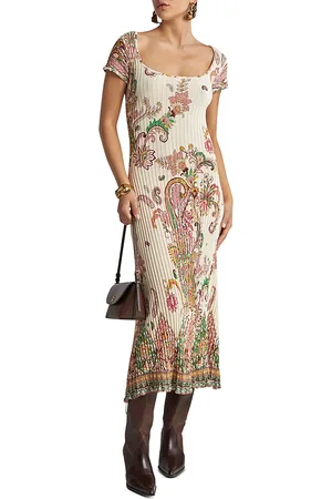 Etro Printed Square Neck Midi Dress