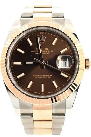 Rolex Oyster Perpetual Datejust Chocolate Brown Automatic Watch in Stainless Steel and Rose Gold 41mm