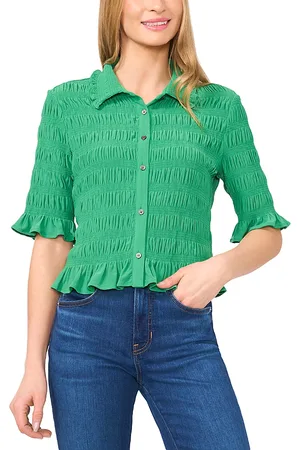 CE&CE Smocked Elbow Sleeve Ruffle Blouse
