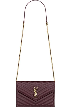 Saint Laurent Cassandre Envelope Chain Wallet in Shiny Leather