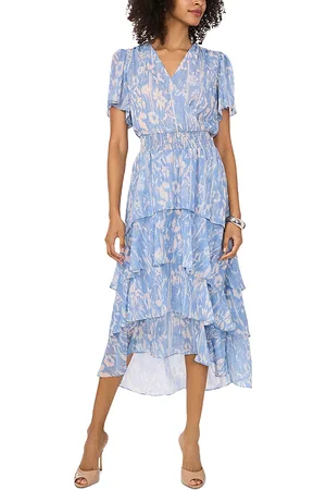 Vince Camuto Crossover Flutter Sleeve Tiered Dress