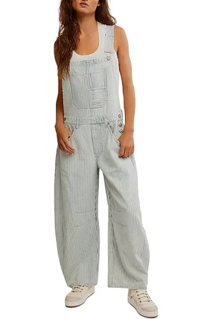 Free People Good Luck Stripe Overalls