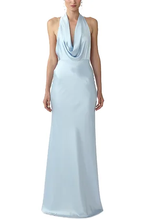 Sau Lee Satin Cowl Neck Gown