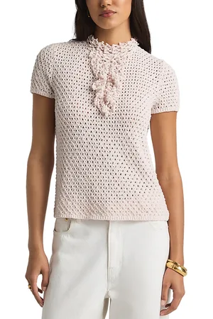 ST. JOHN Re Edition Ruffled Boucle Blouse