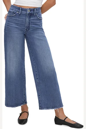GOOD AMERICAN Good Waist High Rise Wide Leg Jeans in 338