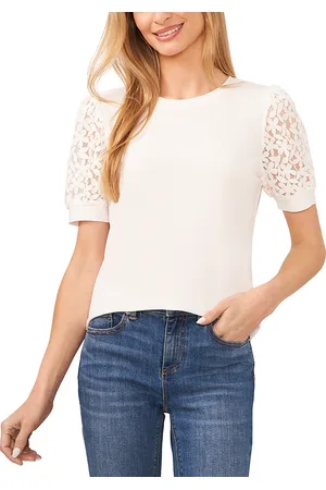 CE&CE Mixed Media Puff Sleeve Top