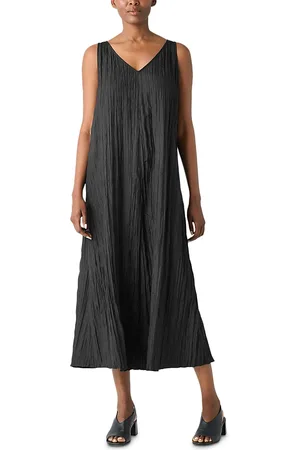Eileen Fisher Crushed Silk Midi Dress