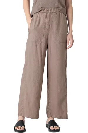 Eileen Fisher Petite Linen Wide Ankle Pants
