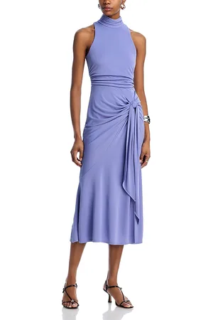 Cinq A Sept Rori Tie Waist High Neck Midi Dress