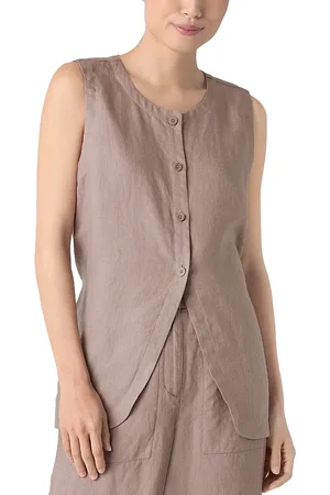 Eileen Fisher Petite Linen Long Vest