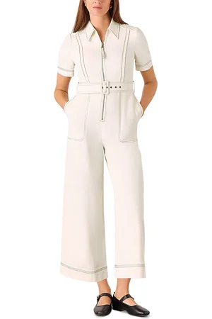 Whistles Denim Pintucked Belted Jumpsuit