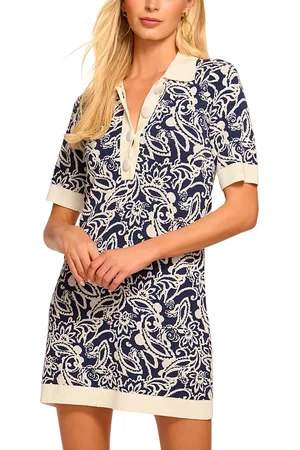 Ramy Brook Erin Knit Printed Collared Mini Dress