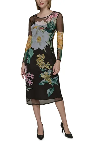 Karl Lagerfeld Sheer Floral Knit Dress
