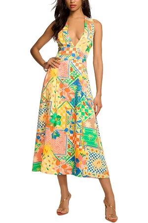 Ramy Brook Felicity Mixed Print Midi Dress