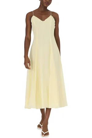 French Connection Raya Chiffon Ruffle Neck Midi Dress