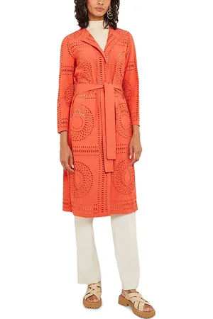 Misook Eyelet Open Front Long Jacket
