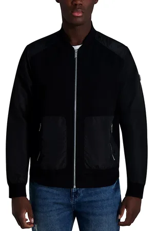 Karl Lagerfeld Mixed Media Slim Fit Bomber Jacket