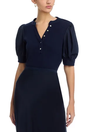 SINGLE THREAD Puff Sleeve Henley Top