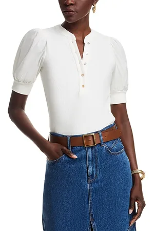 SINGLE THREAD Puff Sleeve Henley Top