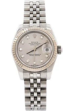 Rolex Oyster Perpetual Datejust Automatic Watch in Stainless Steel and White Gold with Diamond Markers 26mm