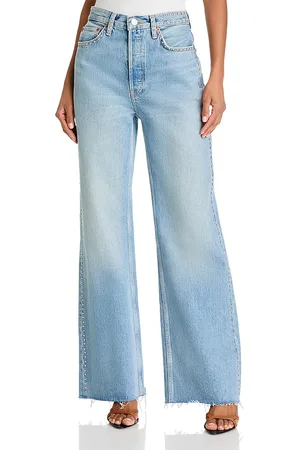RE/DONE 70s Studded Ultra High Rise Straight Jeans in 60s Faded Stud