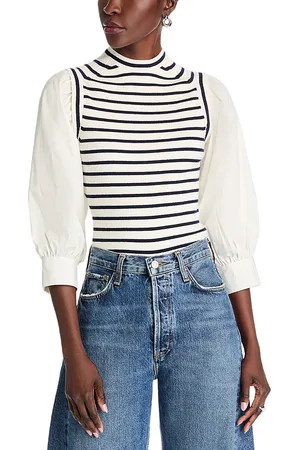 Derek Lam Tirza Mixed Media Sweater Top