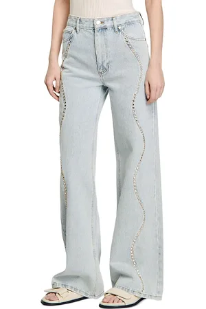 Sandro Rhinestone Stripe Jeans in
