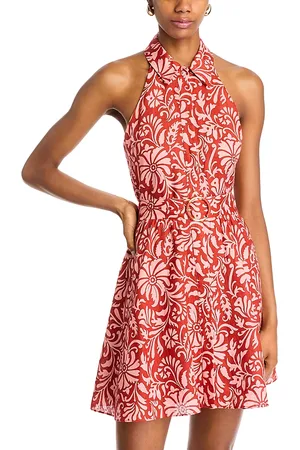 VERONICA BEARD Beau Floral Print Linen Halter Dress