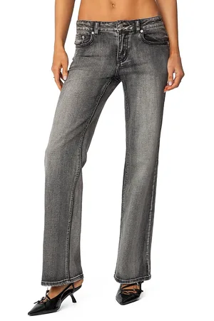 Edikted Boot Cut Low Rise Jeans in Dark Wash