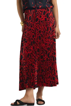 ST. JOHN Printed Pleated Skirt