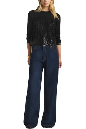 ST. JOHN Sequined Fringed Blouse