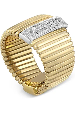 Alberto Milani 18K Yellow Via Mercanti Tubogas Diamond Pave Wide Band Ring